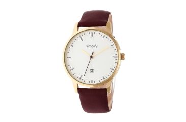 Image of Simplify The 4300 Leather Strap Watch with Date Display, Dark Brown, Standard SIM4306