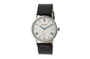 Image of Simplify The 5100 Leather-Band Watch, Silver/Black SIM5101