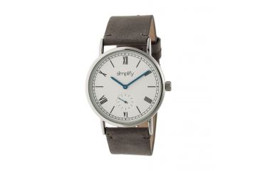 Image of Simplify The 5100 Leather-Band Watch, Silver/Charcoal SIM5103