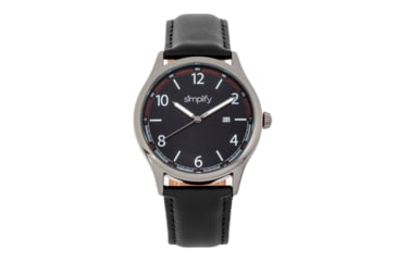 Image of Simplify The 6900 Leather-Band Watch w/ Date, Black, One Size, SIM6904