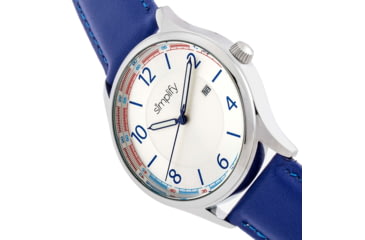Image of Simplify The 6900 Leather-Band Watch w/ Date, Blue, One Size, SIM6903