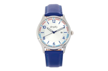 Image of Simplify The 6900 Leather-Band Watch w/ Date, Blue, One Size, SIM6903