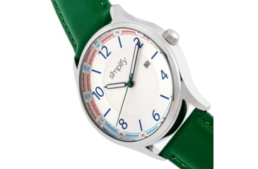 Image of Simplify The 6900 Leather-Band Watch w/ Date, Green, One Size, SIM6902