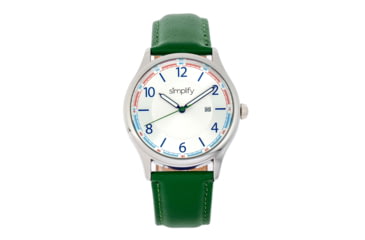 Image of Simplify The 6900 Leather-Band Watch w/ Date, Green, One Size, SIM6902