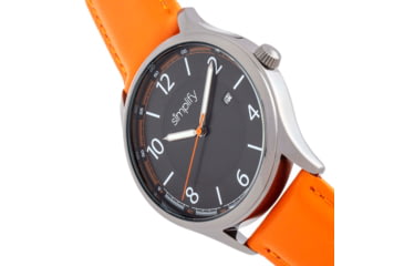 Image of Simplify The 6900 Leather-Band Watch w/ Date, Orange, One Size, SIM6906