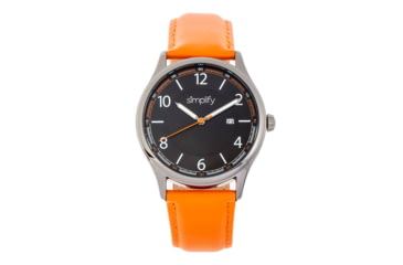 Image of Simplify The 6900 Leather-Band Watch w/ Date, Orange, One Size, SIM6906