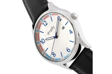Image of Simplify The 6900 Leather-Band Watch w/ Date, White, One Size, SIM6901