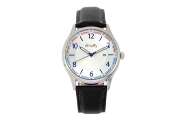 Image of Simplify The 6900 Leather-Band Watch w/ Date, White, One Size, SIM6901