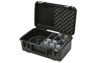 Image of SKB Cases iSeries Injection Molded case w/foam for 12 Mics w/storage compartment, Black 3i-2011-MC12