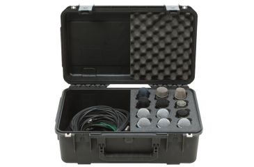 Image of SKB Cases iSeries Injection Molded case w/foam for 12 Mics w/storage compartment, Black 3i-2011-MC12