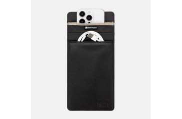 Image of SLNT Faraday Phone Sleeve, Black Leather, Medium, SPS-MPBL