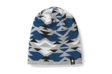 Image of Smartwool Slopestyle Beanie-Youth Unisex, Light Gray-Deep Navy, Medium, SW000450B01-SM