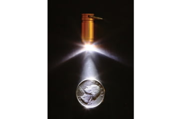 Image of Slughaus Bullet 02 Light Brass, 1.13in X 0.39in X 0.39in, Impact Resistant, Water Resistant, Keychain, Fire Proof, Led, Twist Operation, Aluminum Construction, Gold, SLUG007