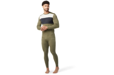 Image of Smartwool Classic Thermal Merino Base Layer Colorblock Crew - Mens, K66 Winter Moss Heather, Large, SW016353K66L