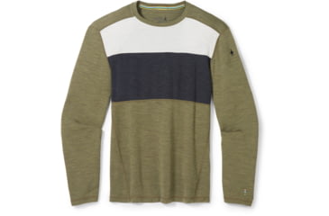 Image of Smartwool Classic Thermal Merino Base Layer Colorblock Crew - Mens, K66 Winter Moss Heather, Large, SW016353K66L