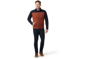 Image of Smartwool Hudson Trail Fleece Full Zip Jacket - Mens, K77 Deep Navy-Picante, Extra Large, SW016521K77XL