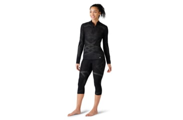 Image of Smartwool Intraknit Merino 200 1/4 Zip - Womens, Black/White, Small, SW016261960S
