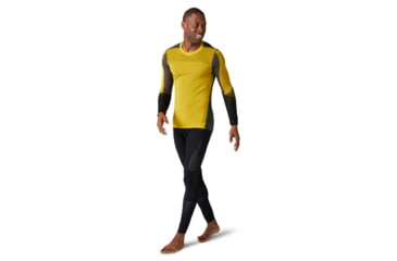 Image of Smartwool Intraknit Merino 200 Colorblock Crew - Mens, Golden Olive, Medium, SW016453G58M