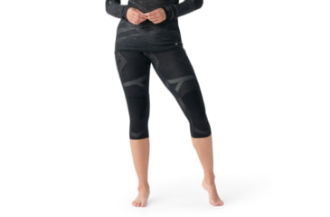 Image of Smartwool Intraknit Thermal Merino Base Layer 3/4 Bottom - Womens, Black/White, Extra Large, SW0168269601-XL
