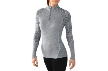 Image of Smartwool Lightweight Pattern Zip Tee - Women's-Silver Grey Heather-Large