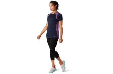 Image of Smartwool Merino 150 Baselayer Colorblock Short Sleeve - Womens, Deep Navy, Extra Small, SW000418092-XS