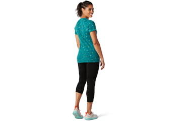 Image of Smartwool Merino 150 Baselayer Print Short Sleeve - Womens, Dark Peacock Cactus Print, Extra Large, SW016161D75-XL
