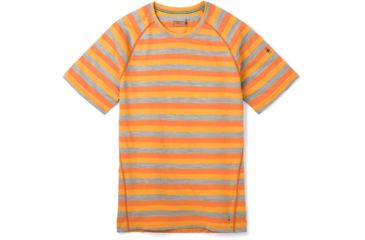 Image of Smartwool Merino 150 Baselayer Short Sleeve - Mens, Atomic Orange Stripe, Small, SW016041D49-S