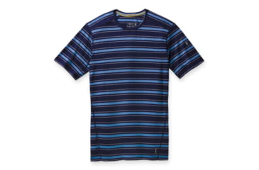 Image of Smartwool Merino 150 Baselayer Short Sleeve - Mens, Deep Navy Stripe, Large, SW000744F91L