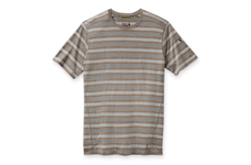 Image of Smartwool Merino 150 Baselayer Short Sleeve - Mens, Light Gray Heather Stripe, Medium, SW000744F92M