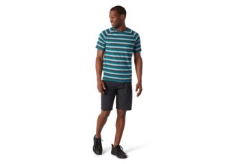 Image of Smartwool Merino 150 Baselayer Short Sleeve - Mens, Pacific Stripe, Medium, SW016041D55-M