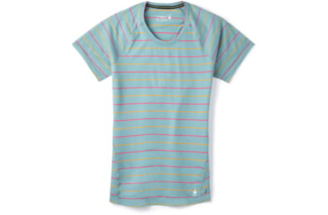 Image of Smartwool Merino 150 Baselayer Short Sleeve - Womens, Wave Blue Stripe, Medium, SW015253D53-M
