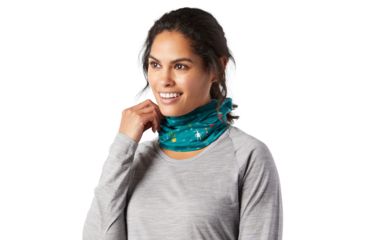 Image of Smartwool Merino 150 Neck Gaiter, Dark Peacock Cactus Print, 1FM, SW018028D75-1FM