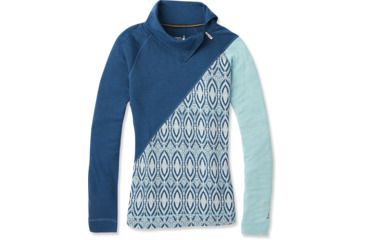 Image of Smartwool Merino 250 Asym Top - Womens, Nile Blue Medallion, Small, SW015109C17-S