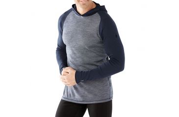 Image of Smartwool Merino 250 Base Layer Pattern Hoody, Deep Navy, Small, SW016021092S