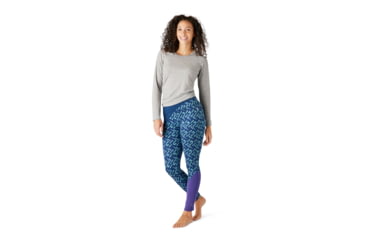 Image of Smartwool Merino 250 Baselayer Colorblock Bottom - Womens, Alpine Blue/Modern Plaid, Extra Small, SW016383F54-AB/MP-XS