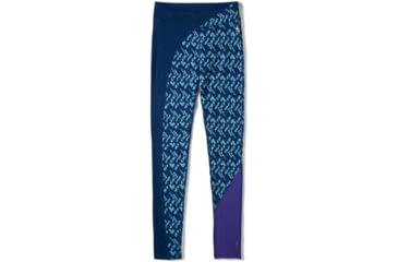 Image of Smartwool Merino 250 Baselayer Colorblock Bottom - Womens, Alpine Blue/Modern Plaid, Extra Small, SW016383F54-AB/MP-XS