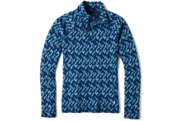 Image of Smartwool Merino 250 Baselayer Pattern 1/4 Zip - Womens, Alpine Blue/Modern Plaid, Extra Small, SW016375F54-AB/MP-XS