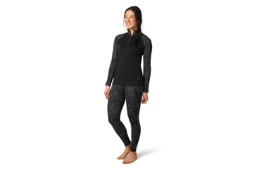 Image of Smartwool Merino 250 Baselayer Pattern 1/4 Zip - Womens, Black Traced Dahlia, Extra Small, SW016375E42-XS