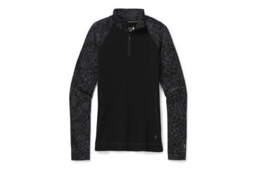 Image of Smartwool Merino 250 Baselayer Pattern 1/4 Zip - Womens, Black Traced Dahlia, Extra Small, SW016375E42-XS