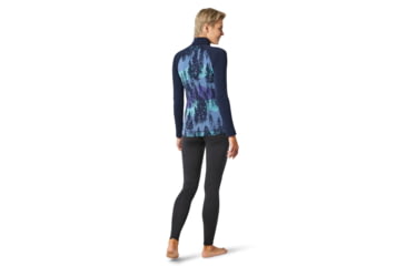 Image of Smartwool Merino 250 Baselayer Pattern 1/4 Zip - Womens, Deep Navy Forest Scape, Small, SW016375E43-S