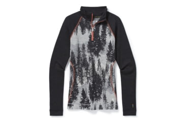 Image of Smartwool Merino 250 Baselayer Pattern 1/4 Zip - Womens, Light Gray Forest Scape, Small, SW016375F51-S