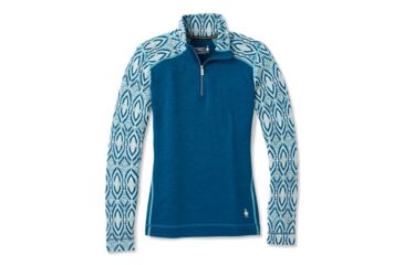 Image of Smartwool Merino 250 Baselayer Pattern 1/4 Zip - Womens, Nile Blue Medallion, Small, SW0NP222C17-S