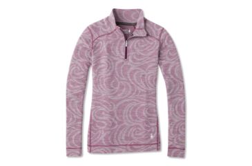 Image of Smartwool Merino 250 Baselayer Pattern 1/4 Zip - Womens, Sangria Snow Swirl, Extra Small, SW0NP222C76-XS