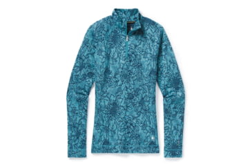 Image of Smartwool Merino 250 Baselayer Pattern 1/4 Zip - Womens, Wave Blue Traced Dahlia, Small, SW016375E39-S