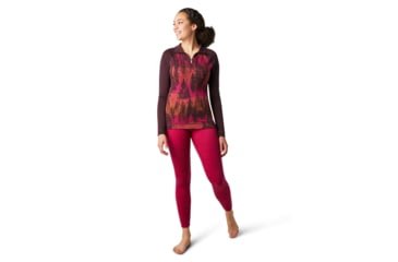Image of Smartwool Merino 250 Baselayer Pattern 1/4 Zip - Womens, Woodsmoke Forest Scape, Extra Small, SW016375E44-XS