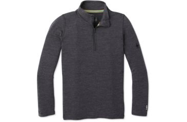 Image of Smartwool Merino 250 Baselayer Zip T - Kids, Charcoal Heather, Small, SW0SN111010-S
