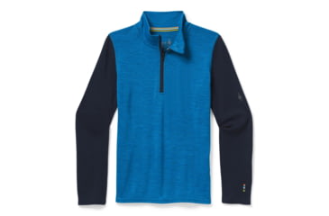 Image of Smartwool Merino 250 Baselayer Zip T - Kids, Neptune Blue Heather, Extra Large, SW0SN111E19-XL