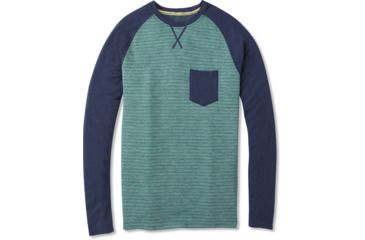 Image of Smartwool Merino 250 Pocket Crew - Mens, Pine Gray Tick Stitch, Small, SW016084C11-S