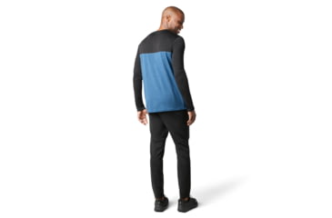 Image of Smartwool Merino Sport 250 Henley - Mens, Black/Neptune Blue Heather, 2XL, SW016295E63-XXL