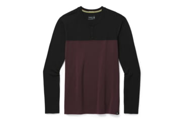 Image of Smartwool Merino Sport 250 Henley - Mens, Black/Woodsmoke, Small, SW016295E55-S
